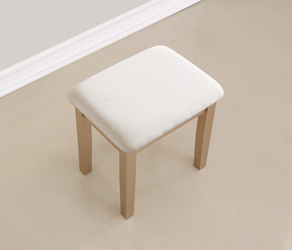 Roundhill Furniture Moniys Wood Moniya Makeup Vanity Table and Stool Set, Gold
