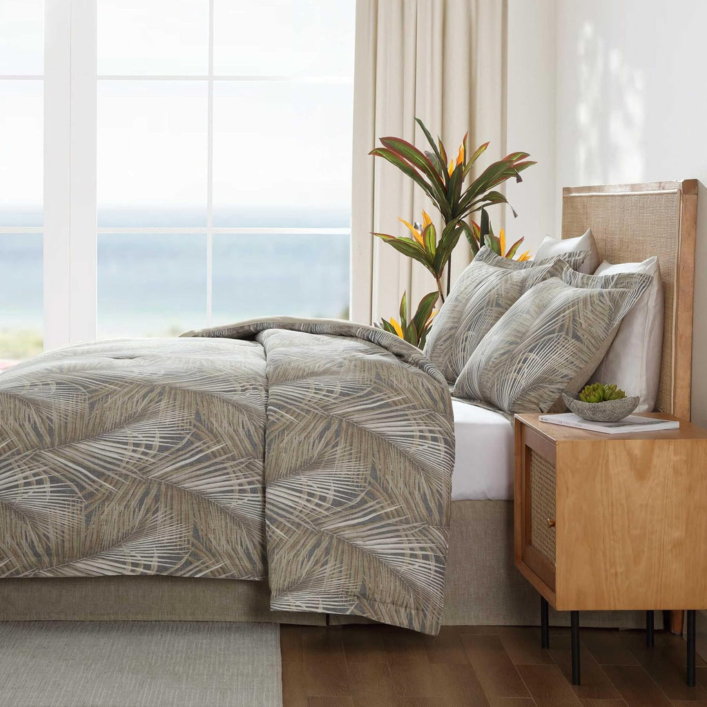 Tommy Bahama - California King Comforter Set, Cotton Bedding with Matching Shams & Bedskirt, Medium Weight Bedding Set for All Seasons (Raffia Palms Brown, California King)