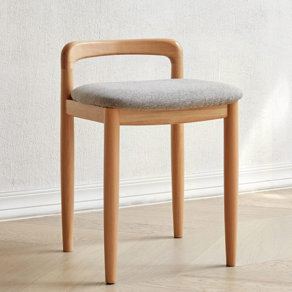 Natural Wood Stool Vanity Bench Square Vanity Chair with Cushioned Seat, Sofa Stool Makup Stool Rest Stool Piano Bench for Clothes Shop,Living Room, Porch, Fitting Room Bedroom, Brown