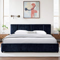 Venice Upholstered Platform Bed | Box Spring Not Required | Blue Fabric, King Size