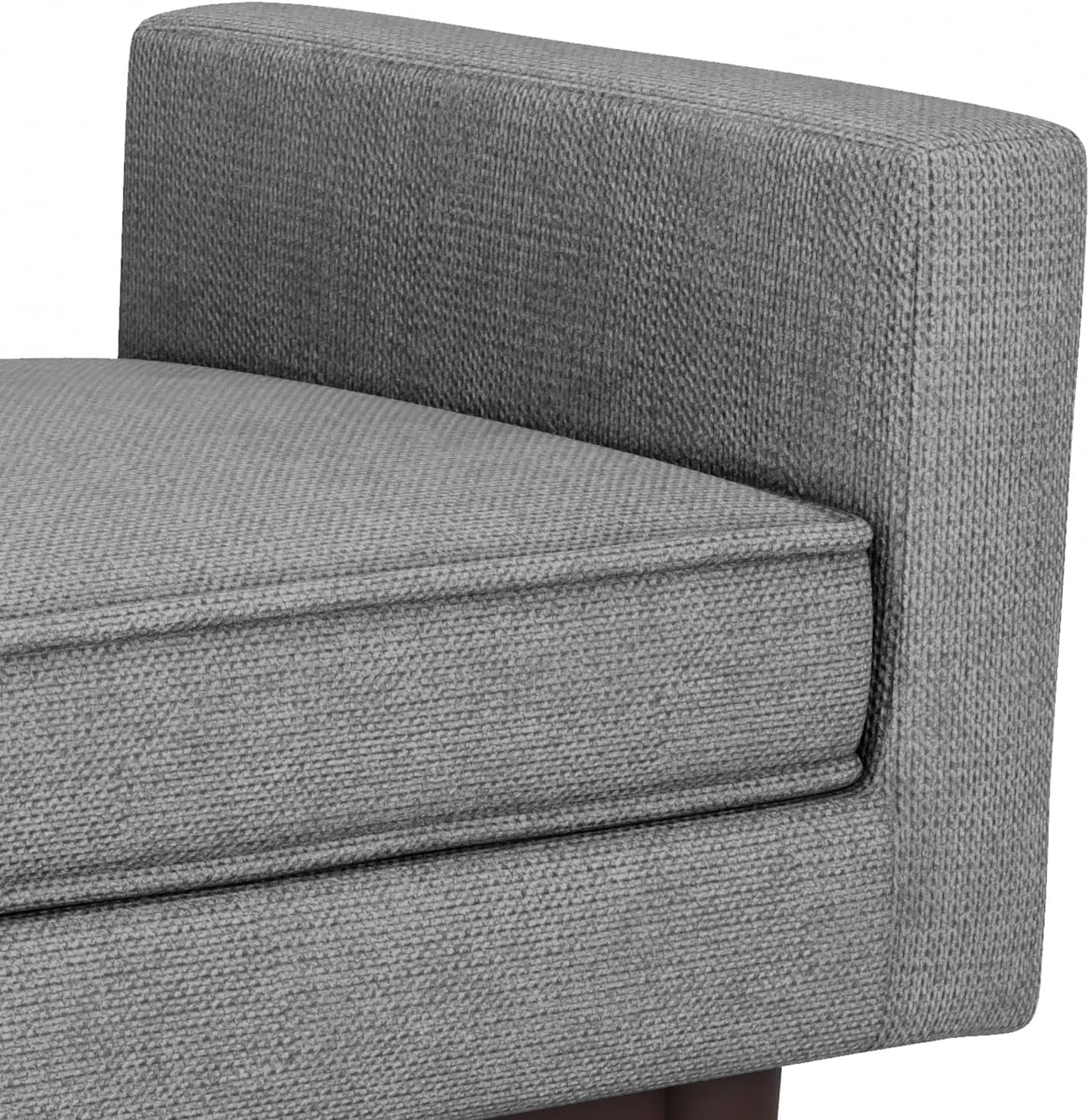SIMPLIHOME Scott Small Ottoman Bench - 29 inch Wide Upholstered Linen Fabric Rectangle Ottoman in Pewter Grey, Contemporary Bench for Bedroom or Living Room with Raised Sides and Cushioned Seat