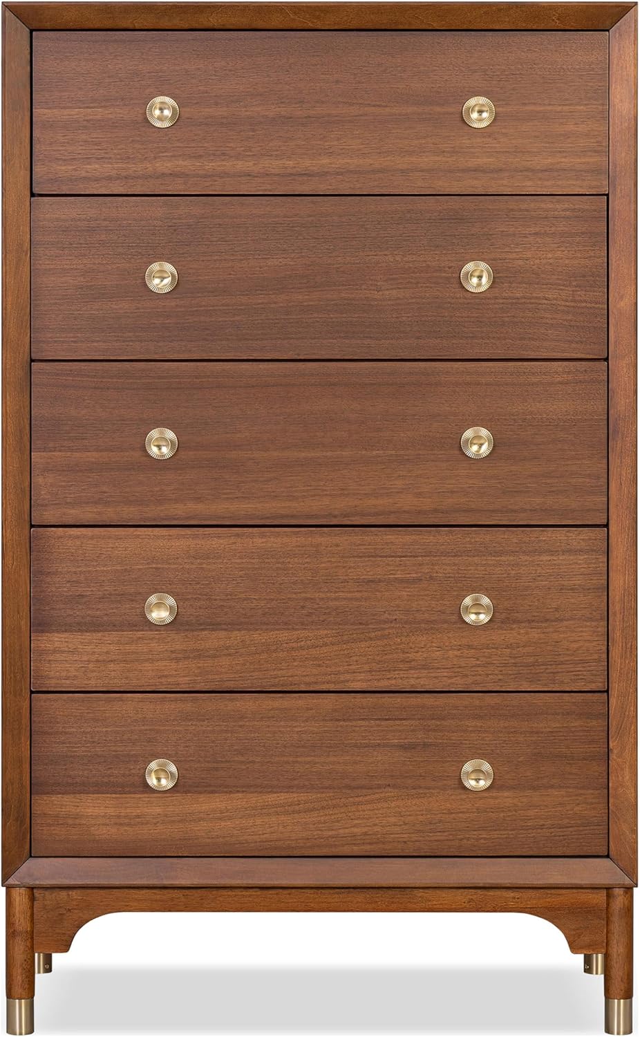Furniture of America Forma Modern Solid Wood 3-Piece Bedroom Set with Storage Bed with LED Lights, Ball-Bearing Glide on Nightstand and Chest, No Box Spring Needed, King, Walnut