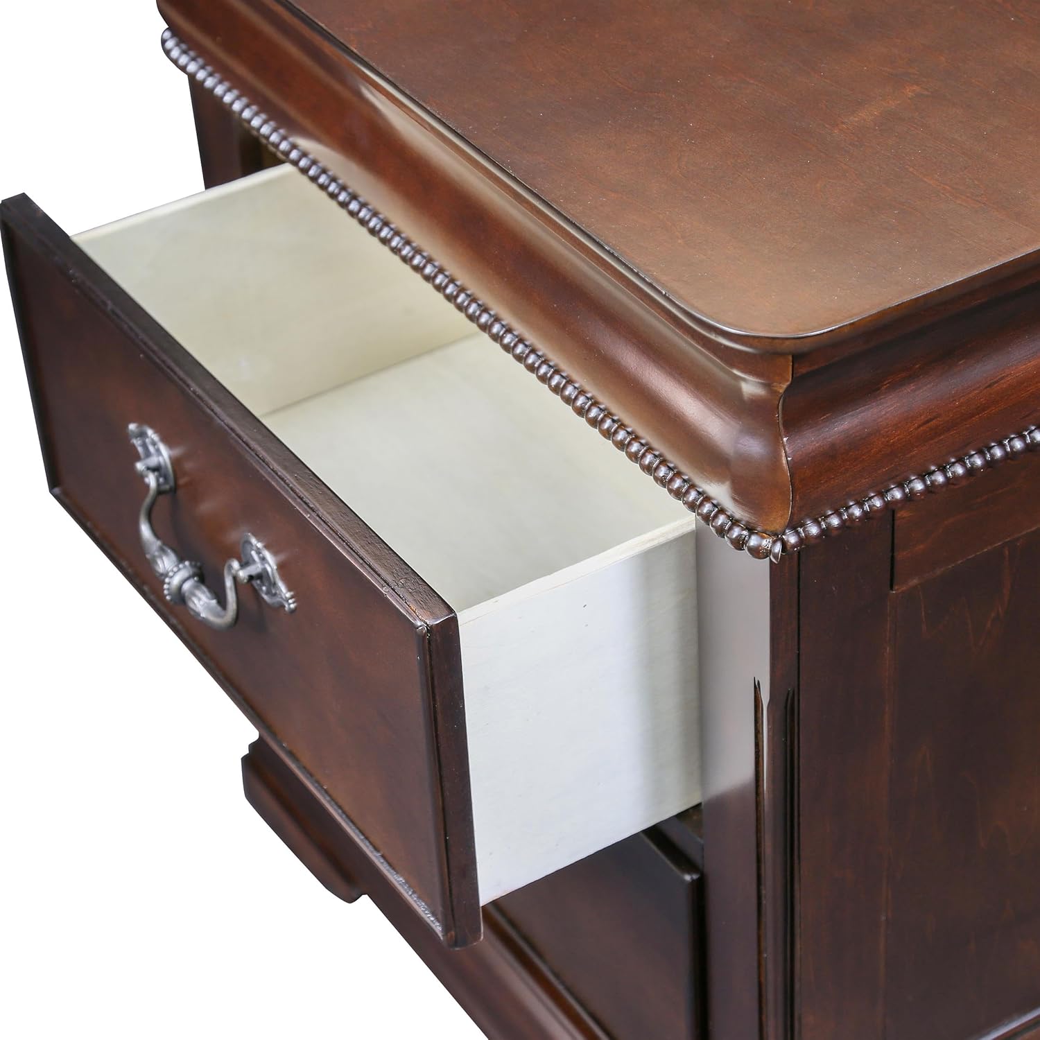 Furniture of America FOA Ruben 2pc Cherry Solid Wood Panel Bedroom Set - Cal King + Nightstand