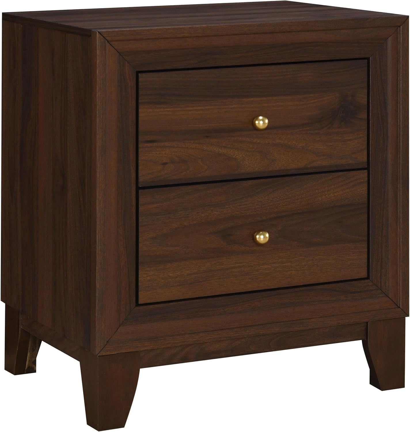 Coaster Home Furnishings Welsley Transitional 4-Piece Bedroom Set Fabric Upholstered Eastern King Size Panel Bed Frame 52-inch Headboard Walnut 223441KE-S4
