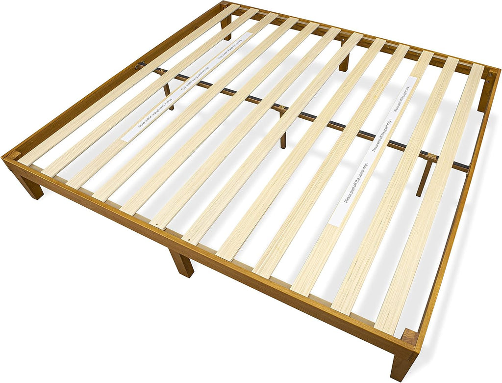 East West Furniture DNP-23-K King Size Platform Bed Frame with 4 Solid Wood Legs and 2 Extra Center Legs - Oak Finish