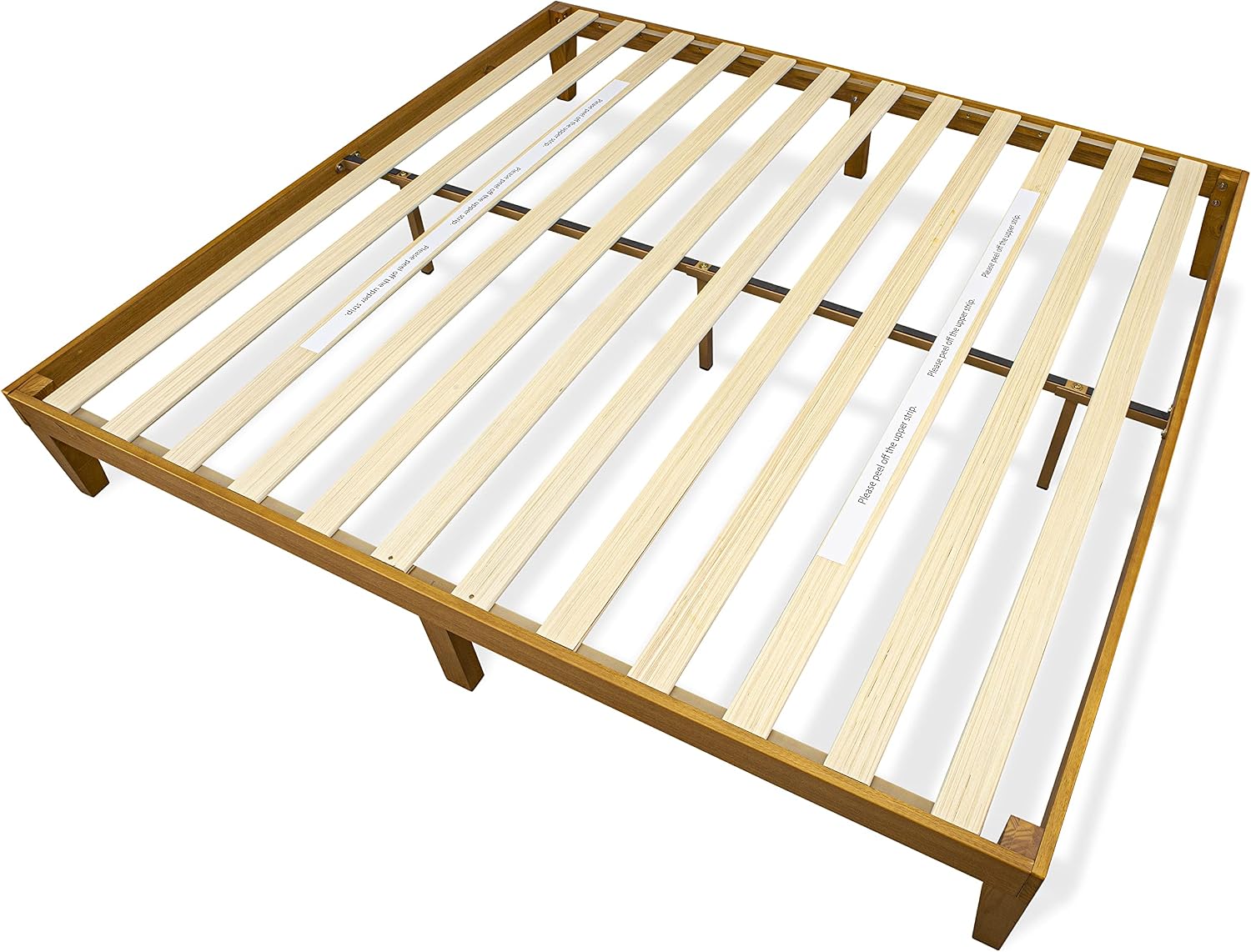 East West Furniture DNP-23-K King Size Platform Bed Frame with 4 Solid Wood Legs and 2 Extra Center Legs - Oak Finish