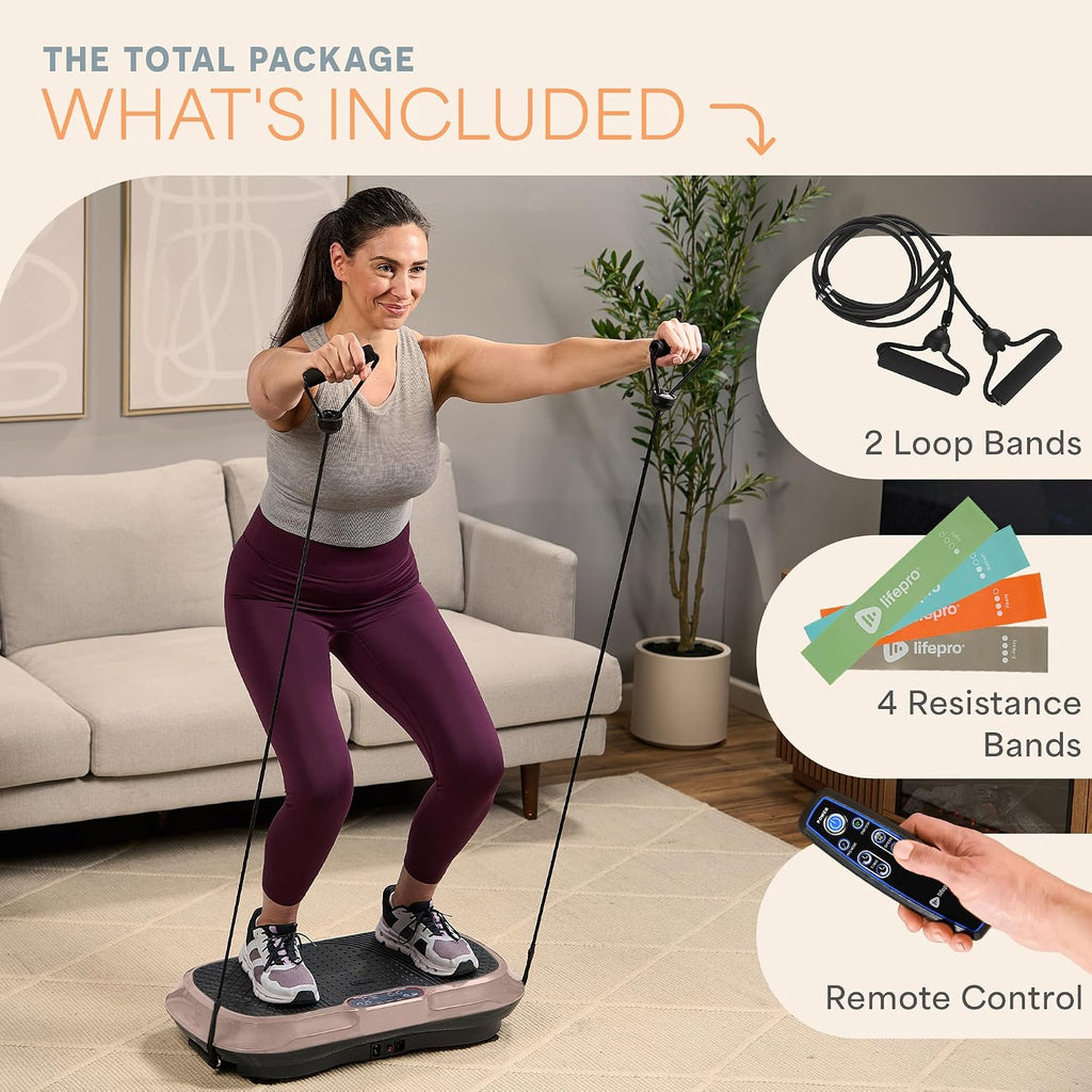 Lifepro Waver Vibration Plate Exercise Machine – High-Intensity Vibration Plate for Lymphatic Drainage – Full-Body Workout Vibrating Platform with Loop Bands – Fitness Equipment for Strength & Toning