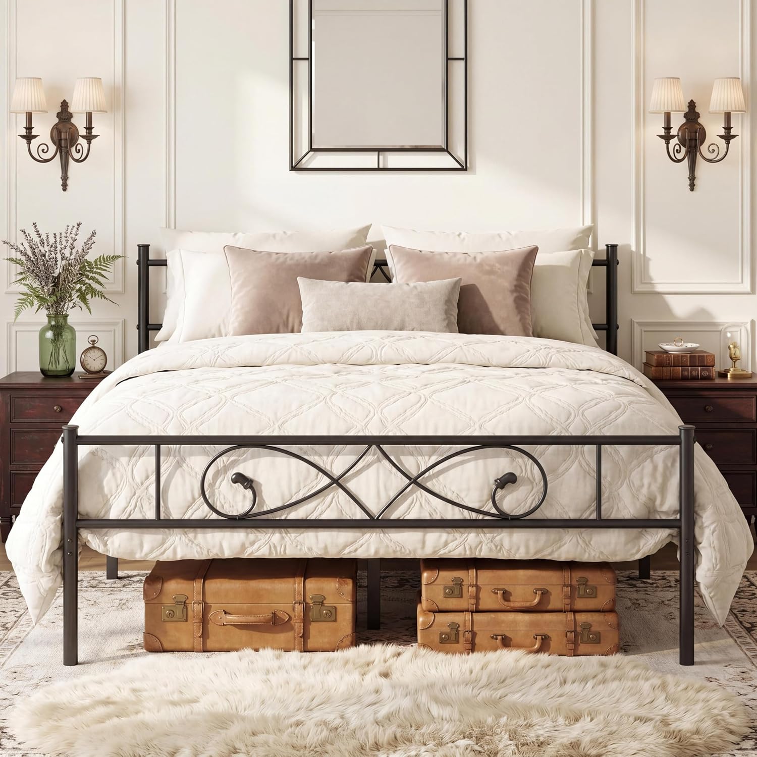 Garvee Full Size Metal Bed Frame, Unique Fist Design Headboard and Footboard, Platform Bed with Under Storage, No Box Spring Needed, Black