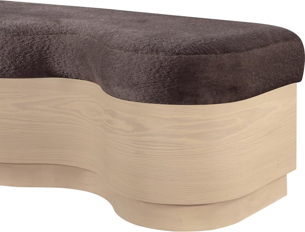Meridian Furniture Savoy Brown Velour Fur Fabric Bench