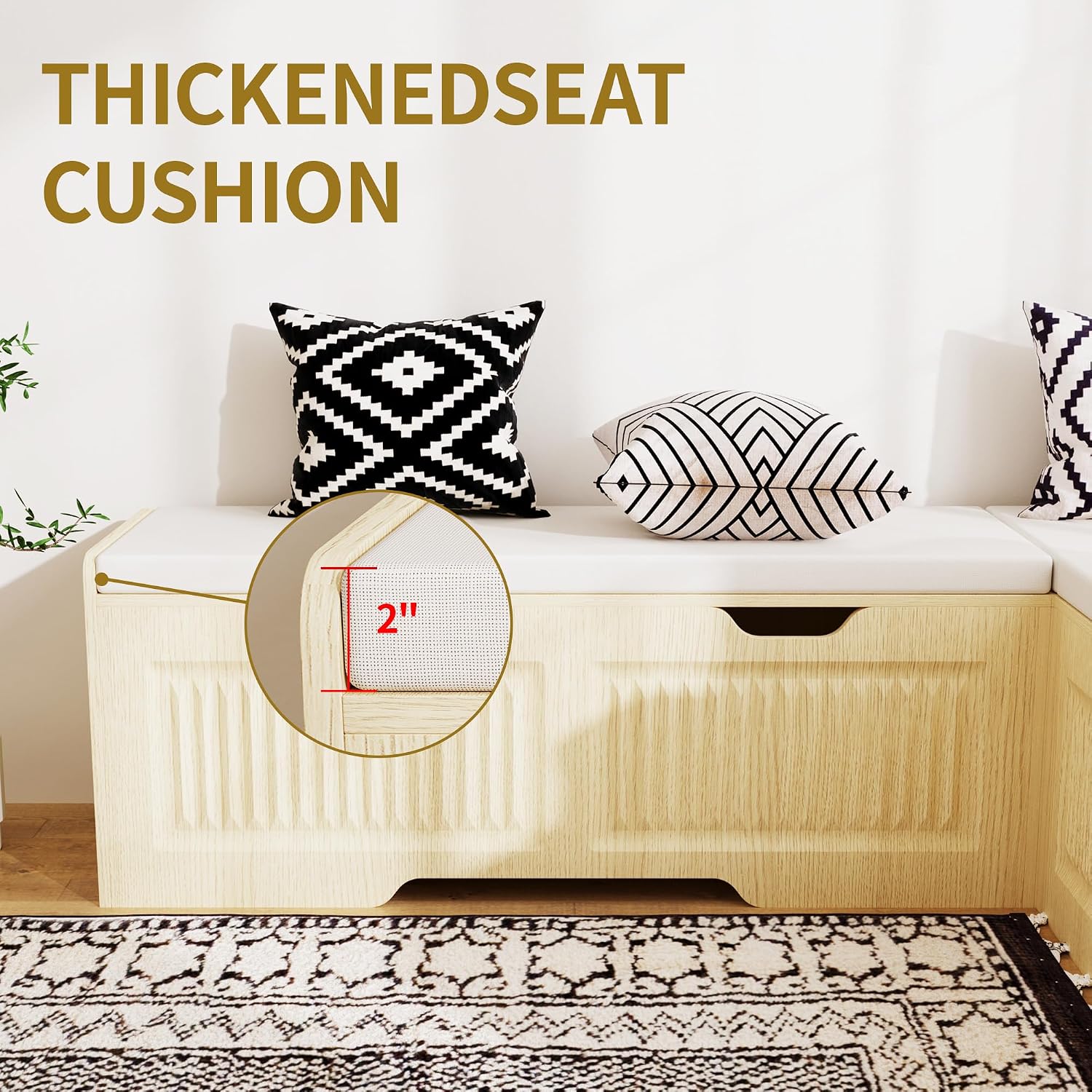 L-Shaped Storage Bench, Corner Bench with Storage,Kitchen Breakfast Nook Bench, with Large Hidden Storage Space,Suitable for Dining Nook,Kitchen Corner and Entryway(Wood color-02)