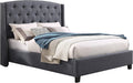Roundhill Furniture Nantarre Fabric Tufted Wingback Upholstered Bed with Nailhead Trim, Queen, Gray