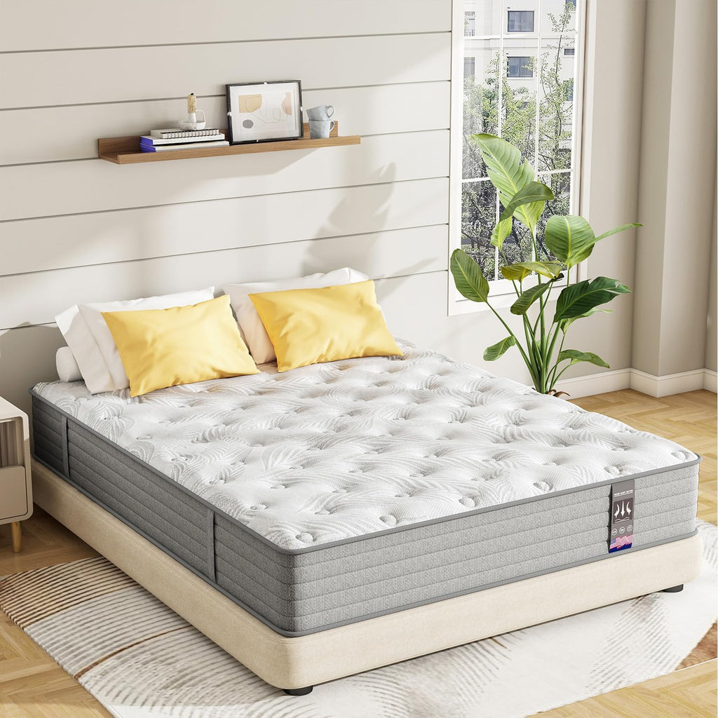 Full Mattress,12 Inch Superior Hybrid Mattress in a Box with Gel Memory Foam for Back & Lumbar Support,Individually Pocket Coils Innerspring for Motion Isolation & Pressure Relief,CertiPUR-US