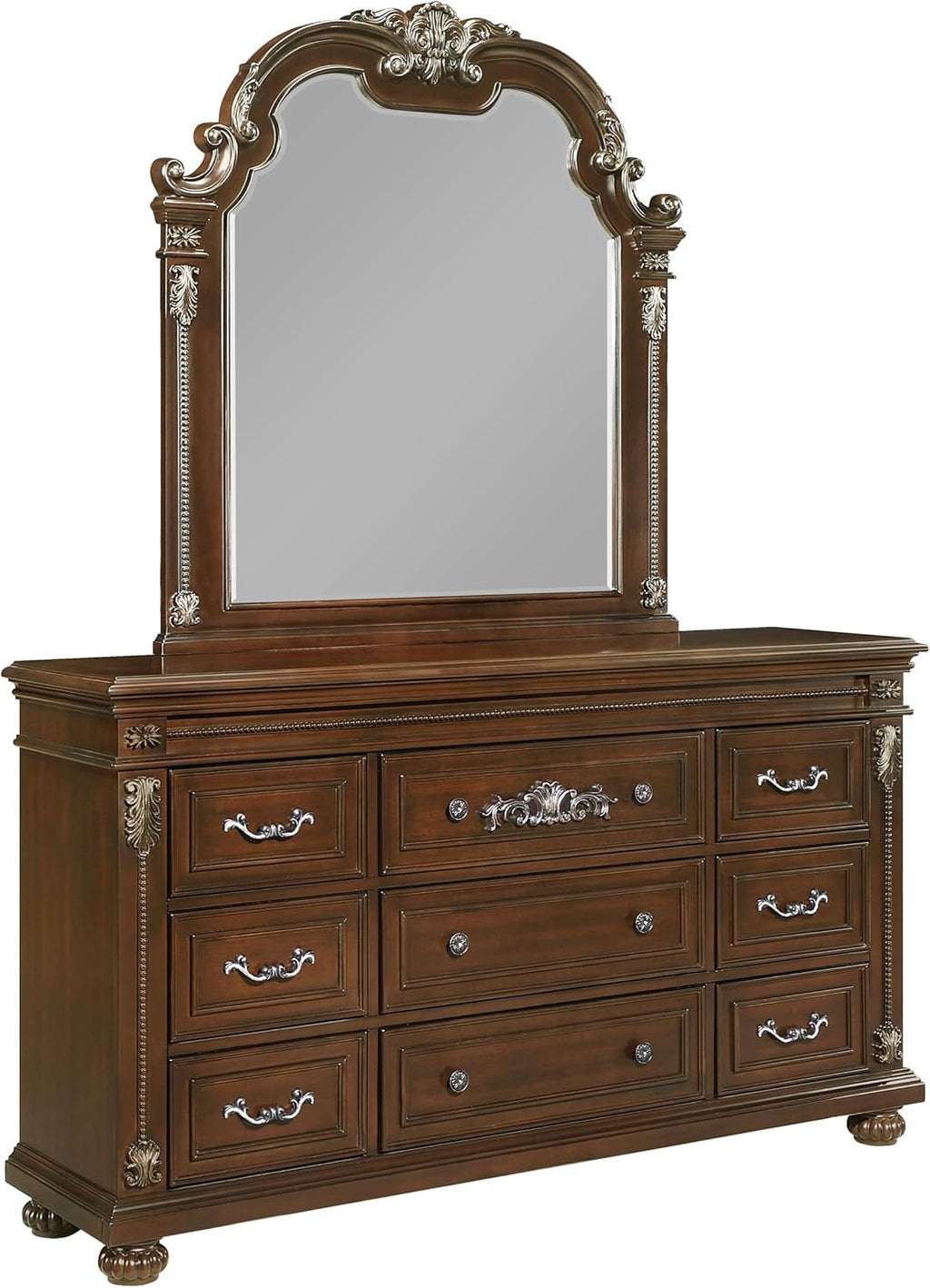 First of a Kind Isabella Traditional 4 Piece King Bedroom Set with Upholstered Tufted Headboard Elegant European Inspired Design Coordinated Furniture Collection