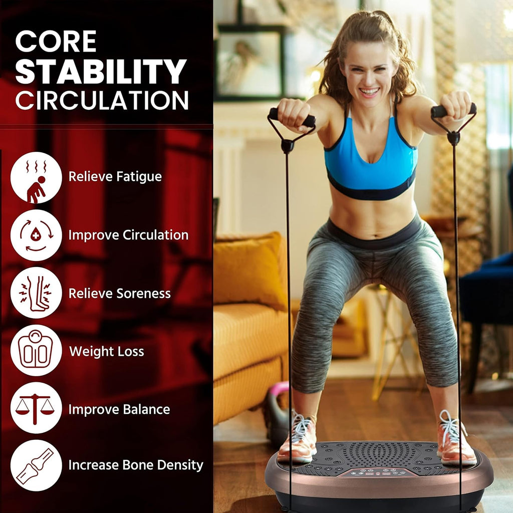 EILISON FitMaxx 3D XL Vibration Plate Exercise Machine - Whole Body Workout Vibration Platform w/Loop Bands - Lymphatic Drainage Machine for Weight Loss, Shaping, Recovery