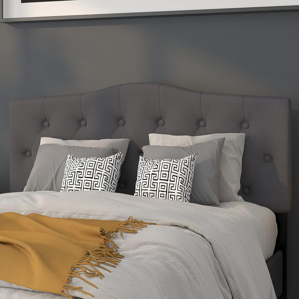 Flash Furniture Cambridge Tufted Upholstered Full Size Headboard in Dark Gray Fabric