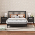 Generic 3 s Bedroom Sets King Size Wood Platform Bed with Gourd Shaped Headboard with 2 Nightstands,Antique Black
