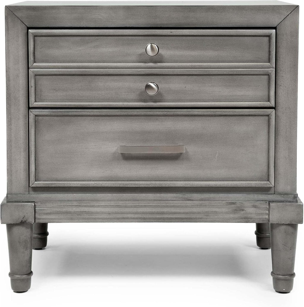 Furniture of America FOA Cartagena 2pc Gray Solid Wood Bedroom Set- Cal King + 1 Nightstand