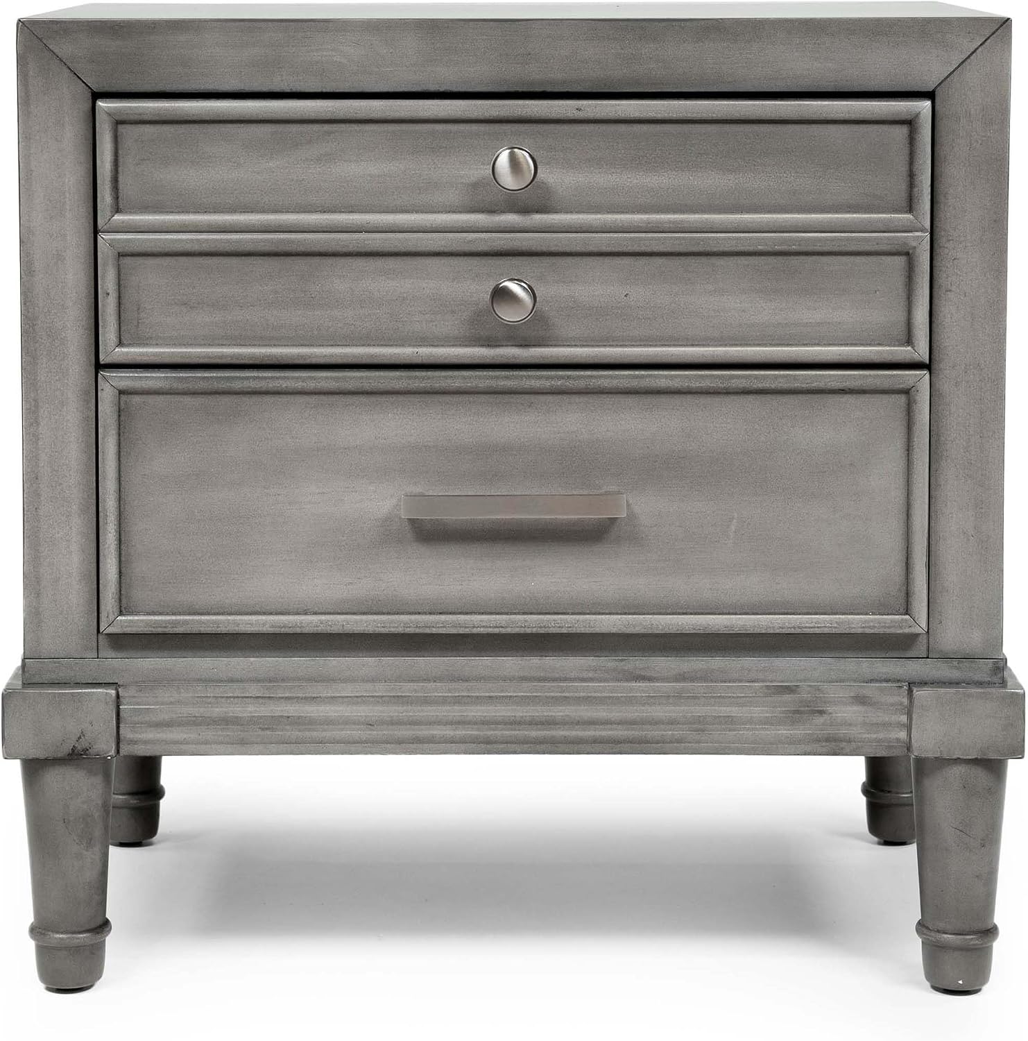 Furniture of America FOA Cartagena 2pc Gray Solid Wood Bedroom Set- Cal King + 1 Nightstand