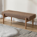 47' Modern Upholstered End of Bed Bench, Brown Chenille Channel Tufted Entryway Bench with Wood Legs, Comfy Bedroom Bench Long Ottoman for Living Room Hallway Vanity Room