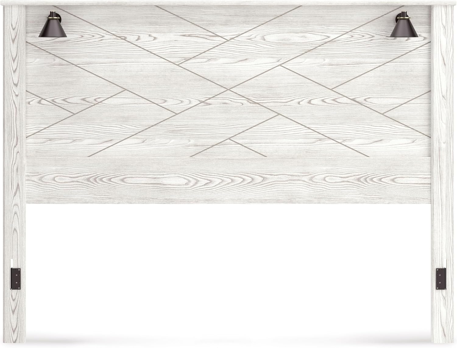 Signature Design by Ashley Gerridan Casual King Panel Bed with Sconce Lights and Metal Slats, Foundation or Box Spring Needed, White