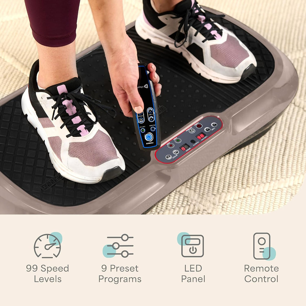 Lifepro Waver Vibration Plate Exercise Machine – High-Intensity Vibration Plate for Lymphatic Drainage – Full-Body Workout Vibrating Platform with Loop Bands – Fitness Equipment for Strength & Toning