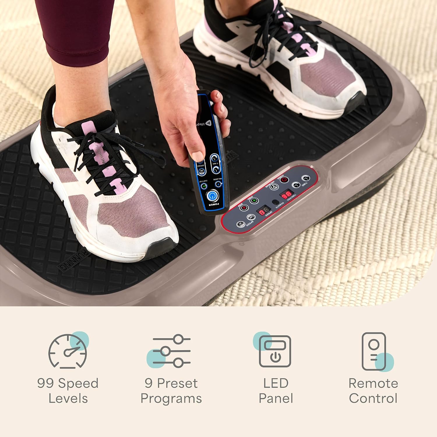 Lifepro Waver Vibration Plate Exercise Machine – High-Intensity Vibration Plate for Lymphatic Drainage – Full-Body Workout Vibrating Platform with Loop Bands – Fitness Equipment for Strength & Toning