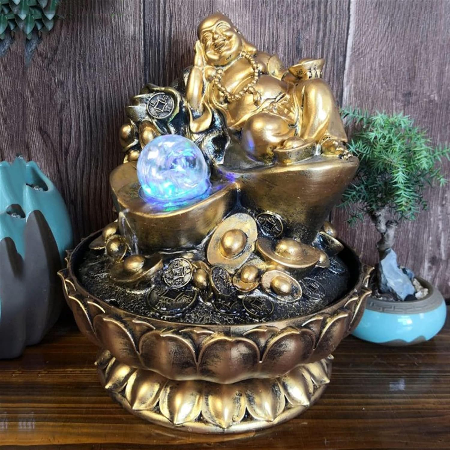 Small Indoor Water Fountain Water Features Outdoor Tabletop Fountain Zen Buddha Tabletop Fountain - Sitting Buddha Indoor Tabletop Fountain 12.9 Inches