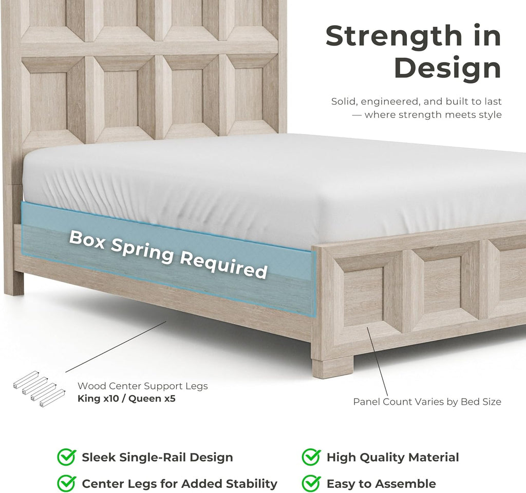 Furniture of America Dannen Modern Classic Solid Wood 3-Piece Bedroom Set, Panel Bedframe, Writing Desk and Wooden Nightstand with USB Ports, Box Spring Needed, King, Tawny Brown