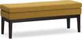 SIMPLIHOME Carlson Ottoman Bench - 45 inch Wide Upholstered Vegan Leather Rectangle Ottoman in Marigold, Mid Century Modern Bench for Bedroom, Entryway or Living Room with Padded Seat