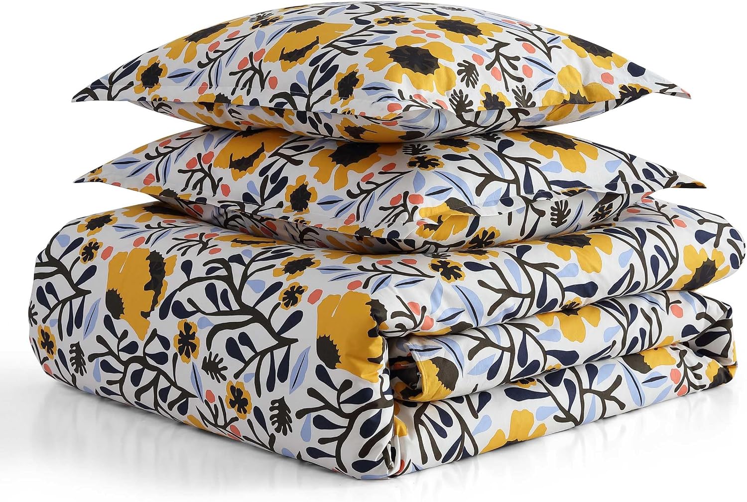 Marimekko - Full/Queen Comforter Set, Cotton Percale Reversible Bedding with Matching Shams, Floral Home Decor (Mykero Multicolor, Full/Queen)