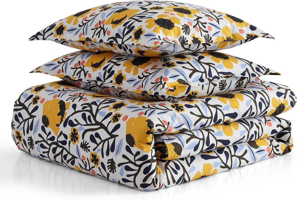 Marimekko - Full/Queen Comforter Set, Cotton Percale Reversible Bedding with Matching Shams, Floral Home Decor (Mykero Multicolor, Full/Queen)