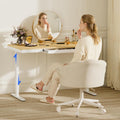 FLEXISPOT Electric Standing Makeup Vanity Desk with Drawer and USB Charge Ports&Child Lock, 48' Height Adjustable Whole-Piece Quick Install Dressing Table for Women Girls Bedroom Dressing Room, Maple