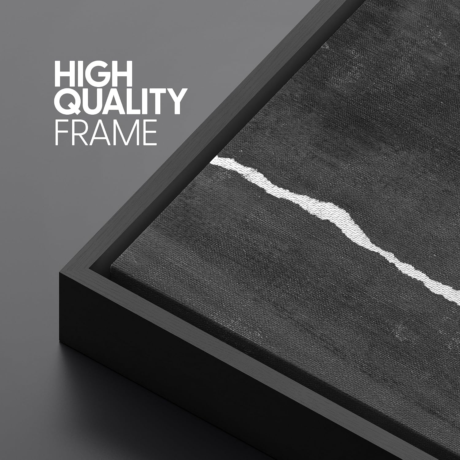 SIGNLEADER Framed Canvas Print Wall Art Set Black and White Torn Minimalist Grunge Illustrations Minimal Decorative Bohemian Nordic for Living Room, Bedroom, Office - 24'x36'x3 BLACK