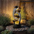 Bumilgar 46.8'H Outdoor Water Fountain Garden, Multi-Tier Waterfall Fountain Water Feature with Lights for Patio, Garden & Porch