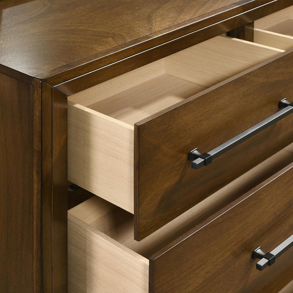 New Classic Furniture Ballard 4-Piece Wood King Bedroom Set with Nightstand, Walnut Brown