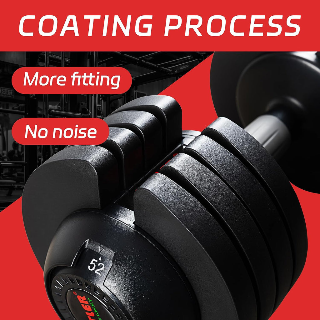 ALTLER 22LBS/25LBS/52LBS Single/Pair Adjustable Dumbbells Set Premium Rubber Coated Dumbbell Set with Secure Locking Mechanism for Safe & Customizable Strength Training