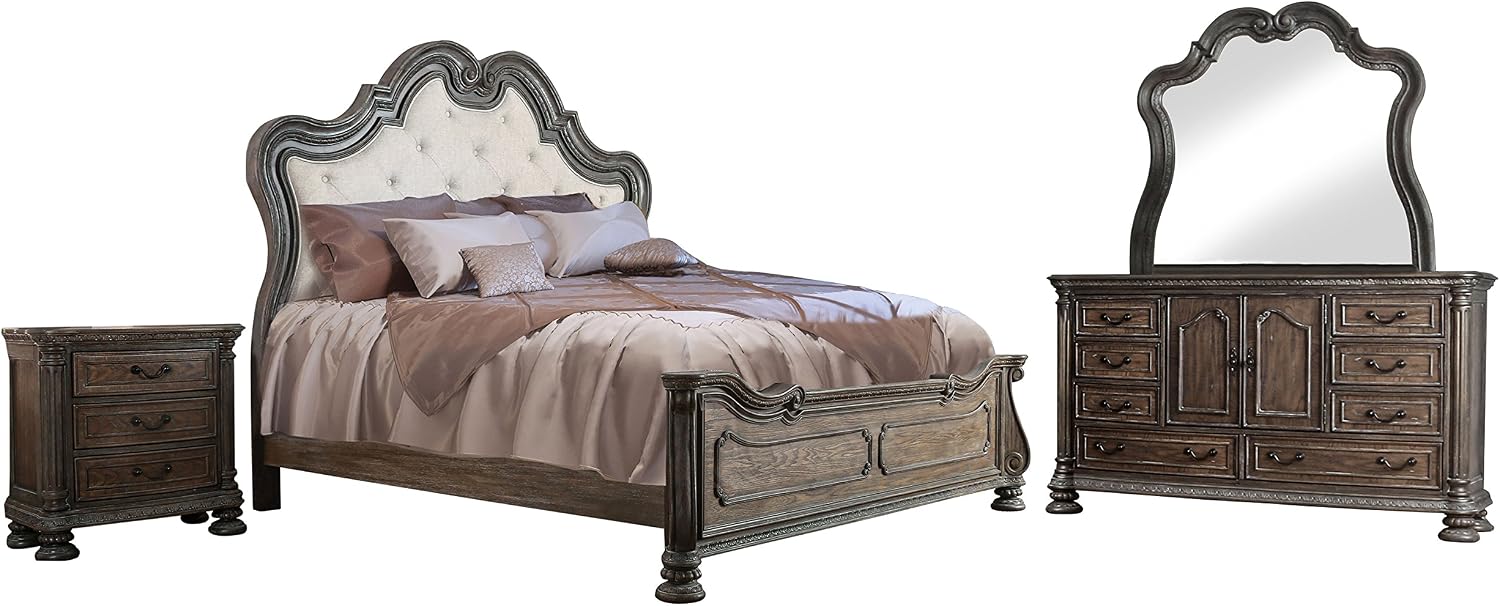 HOMES: Inside + Out Anitra Traditional California King 4 Piece Bed Set,