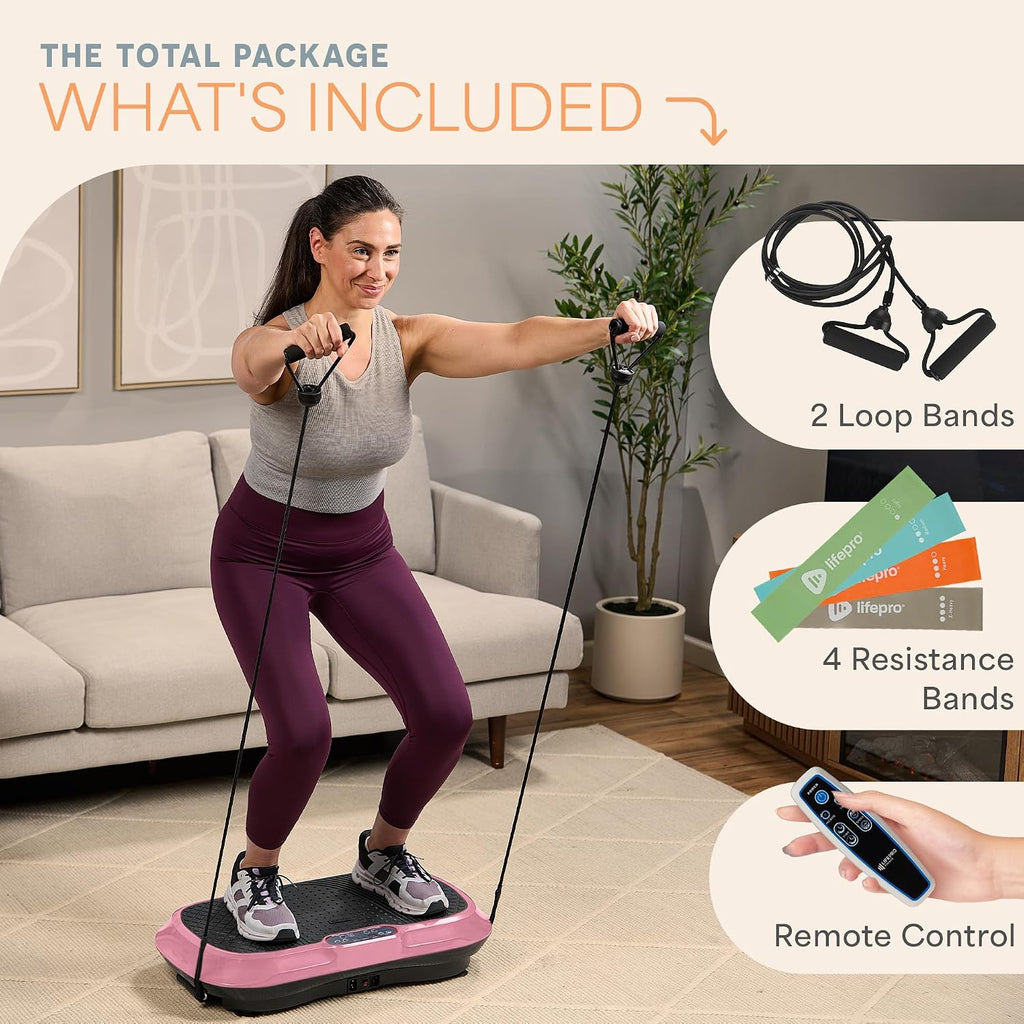Lifepro Waver Vibration Plate Exercise Machine – High-Intensity Vibration Plate for Lymphatic Drainage – Full-Body Workout Vibrating Platform with Loop Bands – Fitness Equipment for Strength & Toning