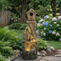 Outdoor Water Fountain with LED Lights – Charming Garden Patio Water Feature, Rustic Design, Weather-Resistant Fiberglass, Perfect for Backyards Outdoor Garden and Entryways