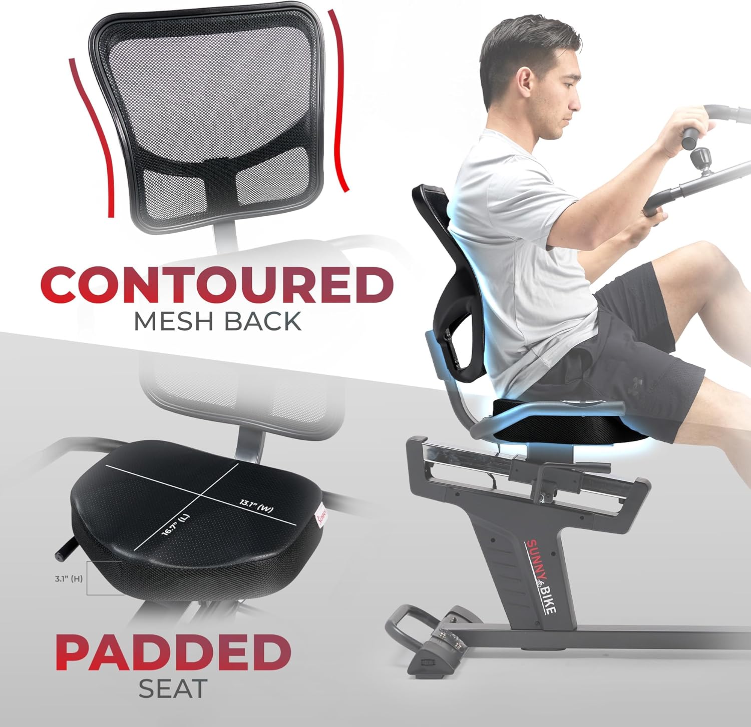 Sunny Health & Fitness Elite Recumbent Cross Trainer & Elliptical Machine with Arm Exercisers for Home Arm/Leg Training, Easy Adjust Seat & Mesh Backrest, Free SunnyFit App Bluetooth Connectivity