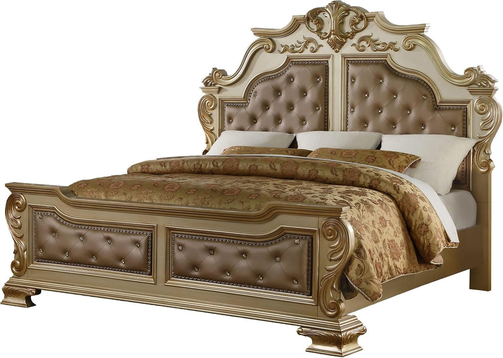First of a Kind Miranda Gold Queen 4 Piece Bedroom Set