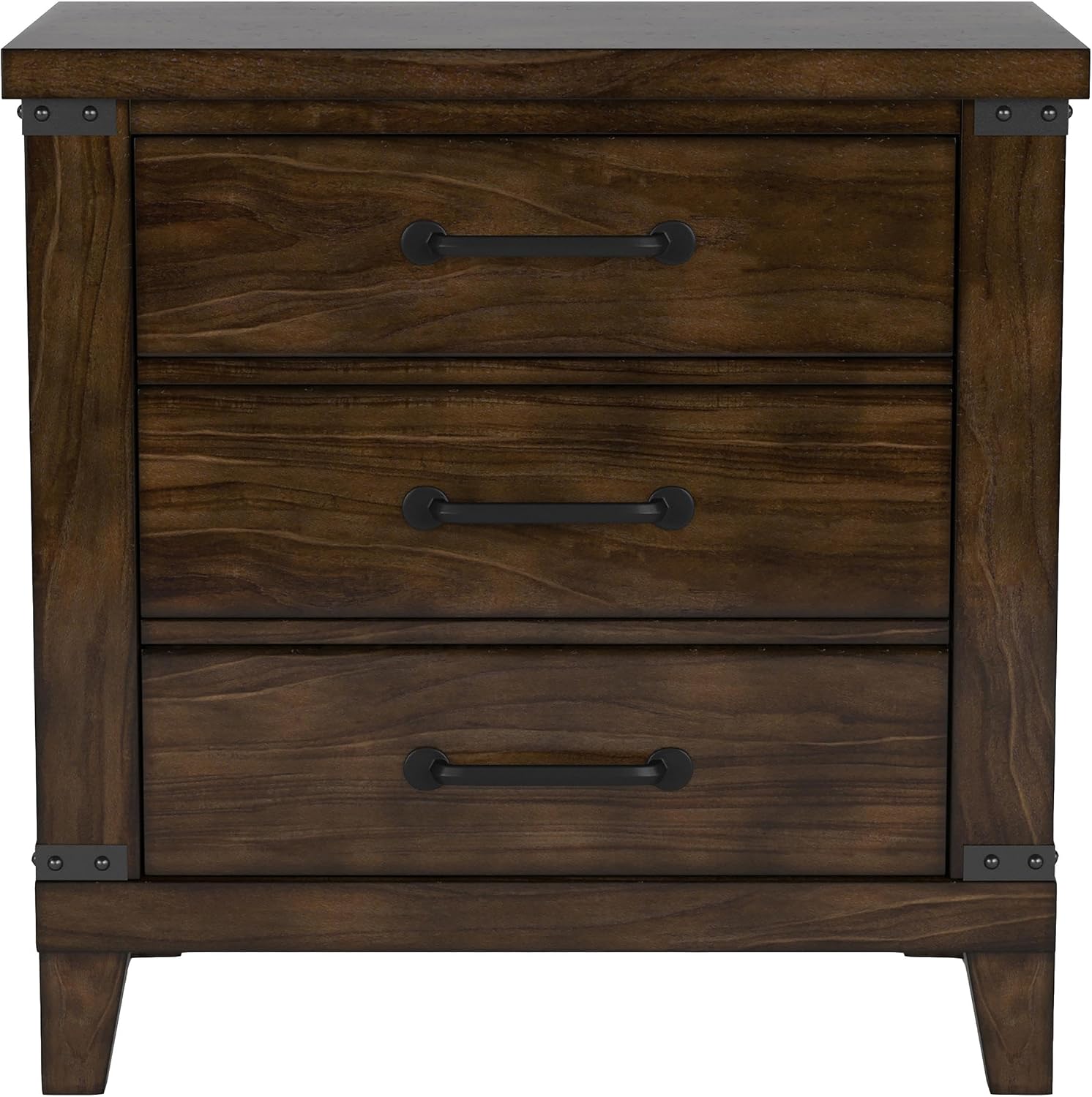 Furniture of America FOA Andrew 2pc Dark Walnut Solid Wood Bedroom Set - Cal King + Nightstand