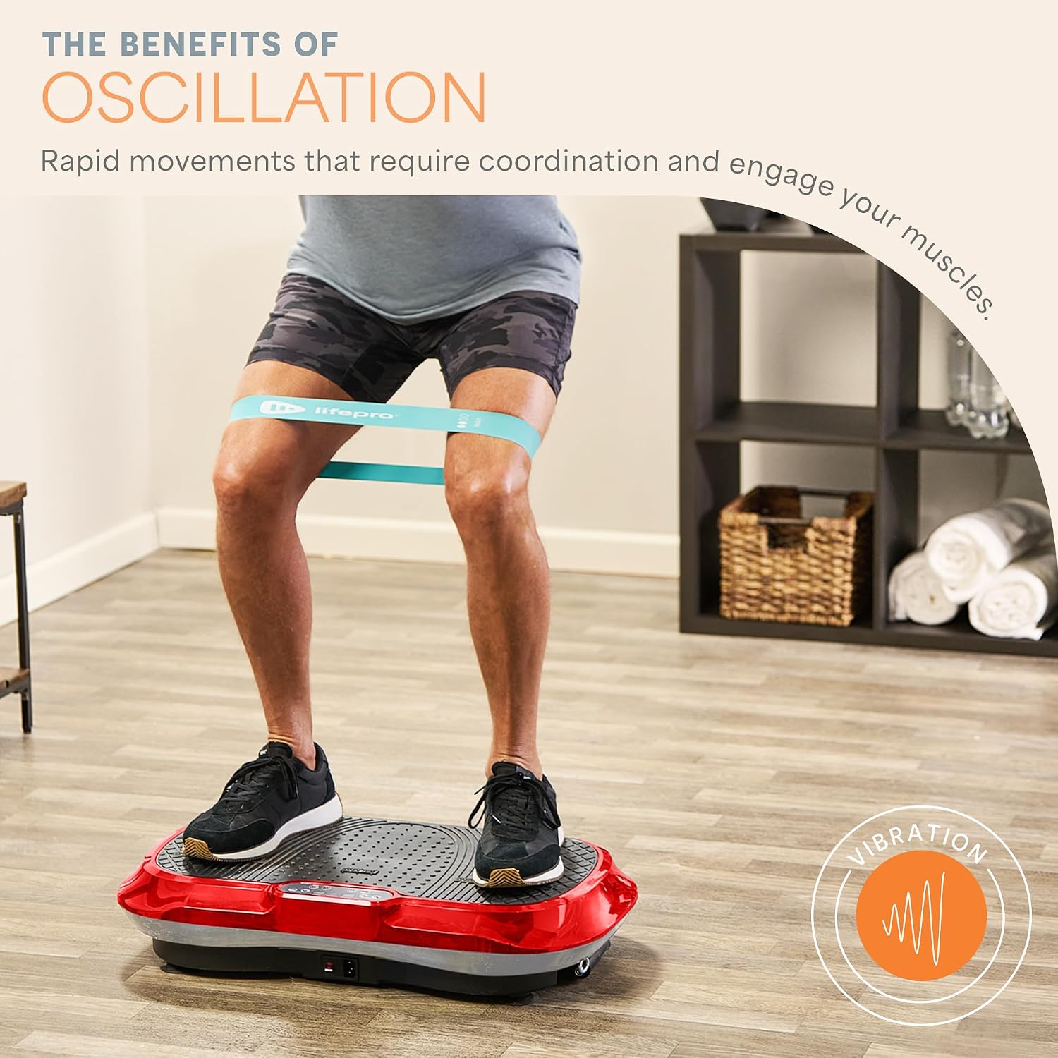 Lifepro Waver Vibration Plate Exercise Machine – High-Intensity Vibration Plate for Lymphatic Drainage – Full-Body Workout Vibrating Platform with Loop Bands – Fitness Equipment for Strength & Toning