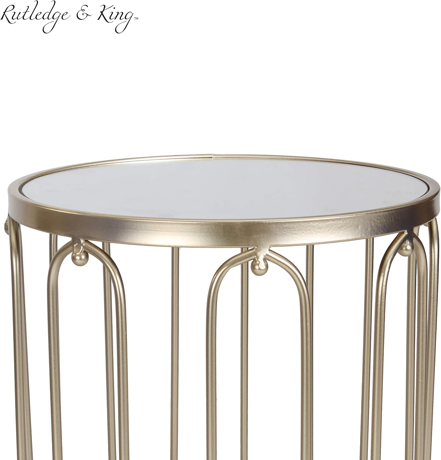 Rutledge & King Braswell End Table Set - Gold, Round, Nesting, Mirrored Tops