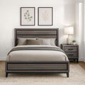 Kings Brand Furniture 2-Piece Deep Gray Finish with Tapered Legs & Matte Black Hardware Bedroom Set – Rustic Bedroom Furniture King Size Wood Bed Frame with 1 Nightstand