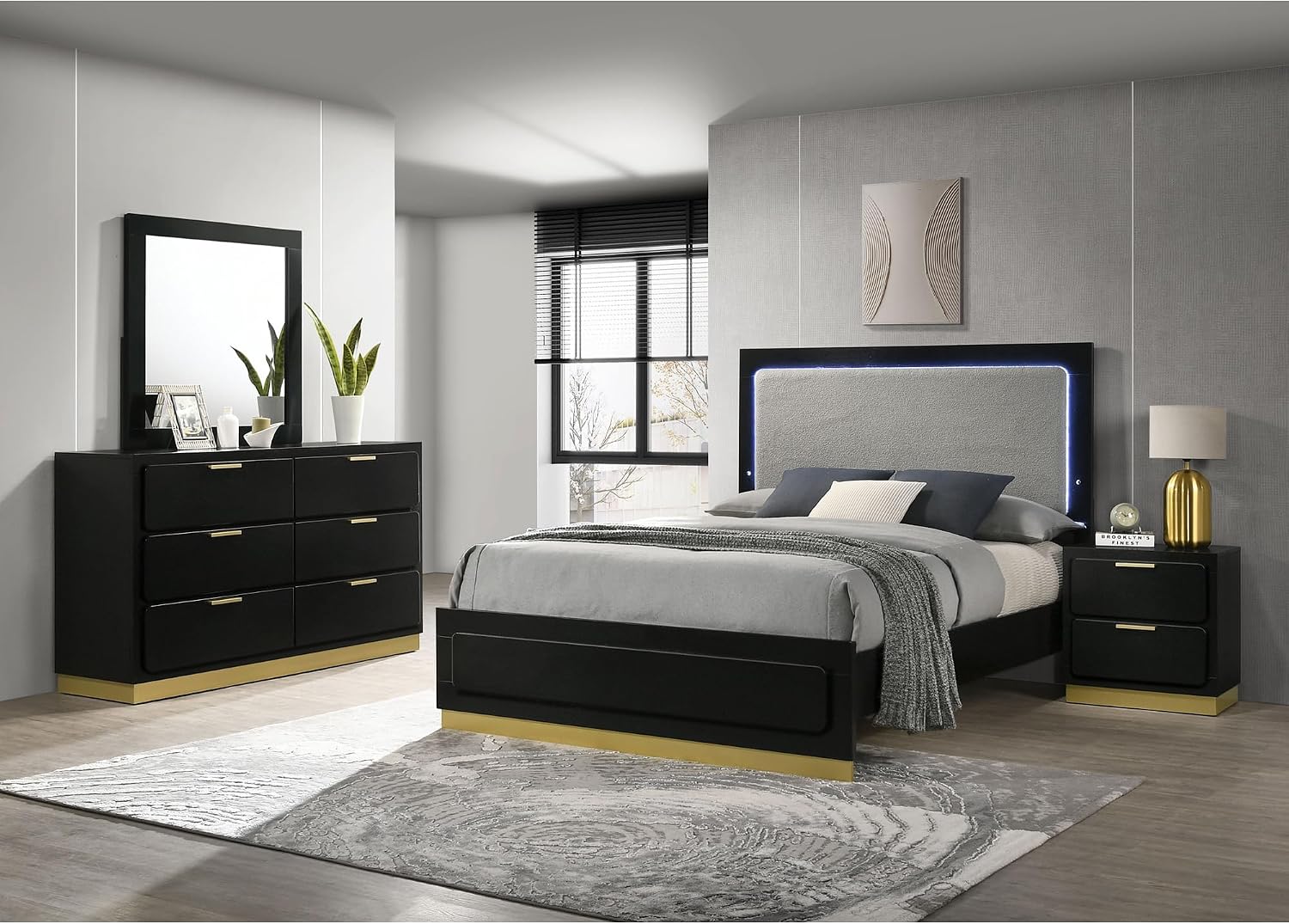 GOWE Sophia Black 4-Piece Eastern King Bedroom Set