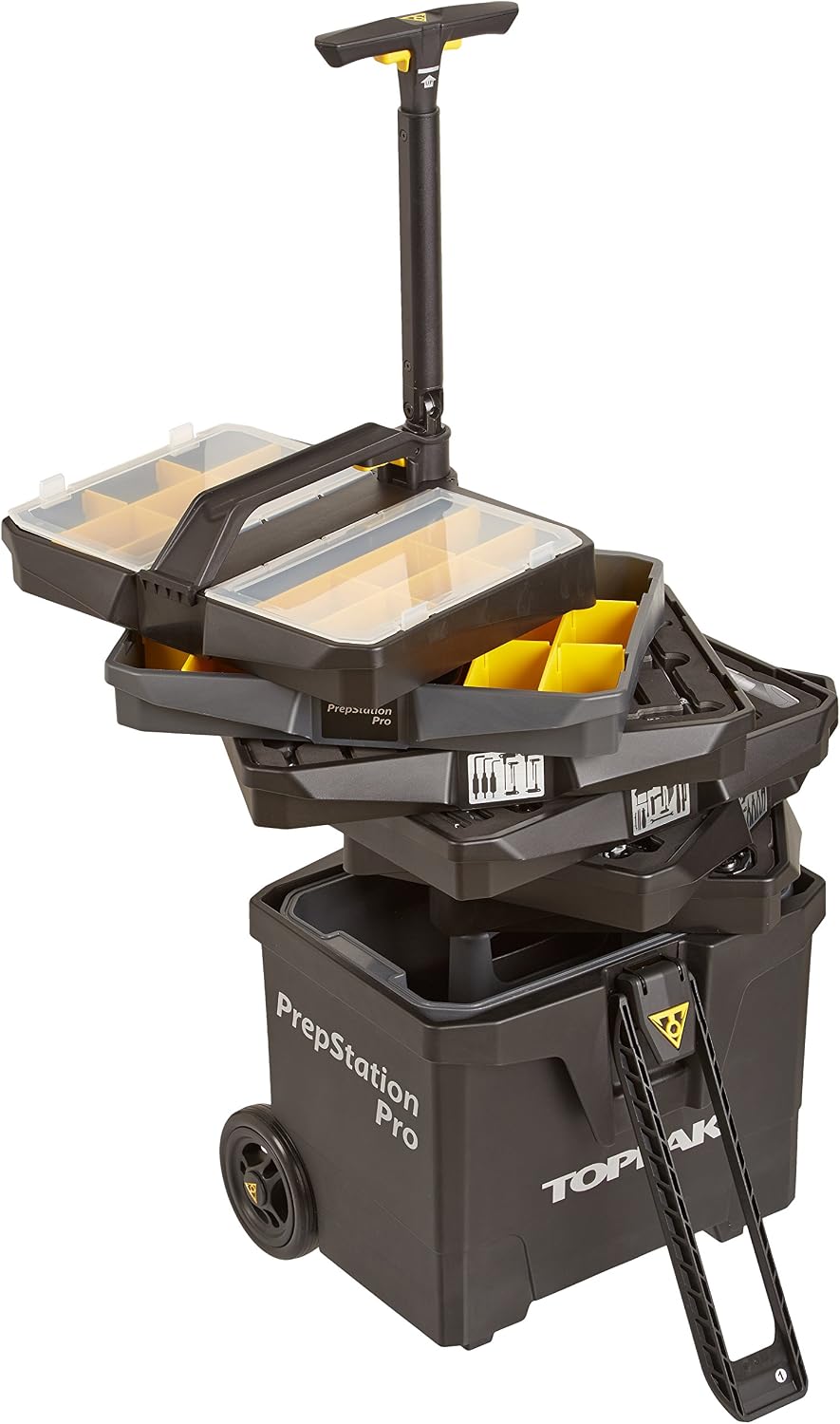 Topeak PrepStation Pro Bike Tool Station – Professional Rolling Workshop with 55 Tools (85 Functions), 7 Compartments, Extendable Base, Lift Handle & 5' Wheels for Mobile Bike Maintenance