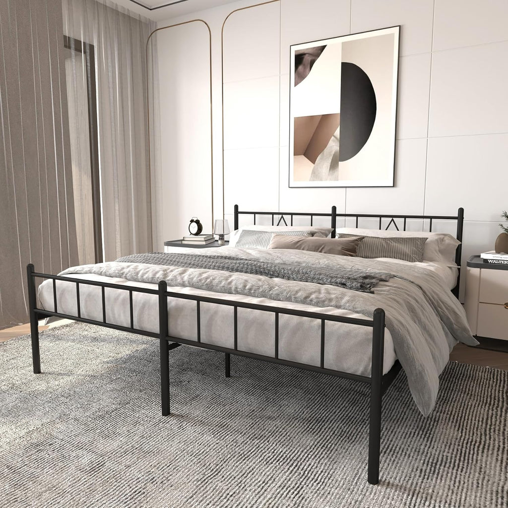 14 Inch Full Size Bed Frames with Headboard/Footboard，Metal Slats Support No Box Spring Needed Easy to Assemble/Under Bed Storage Space/Full Size Black
