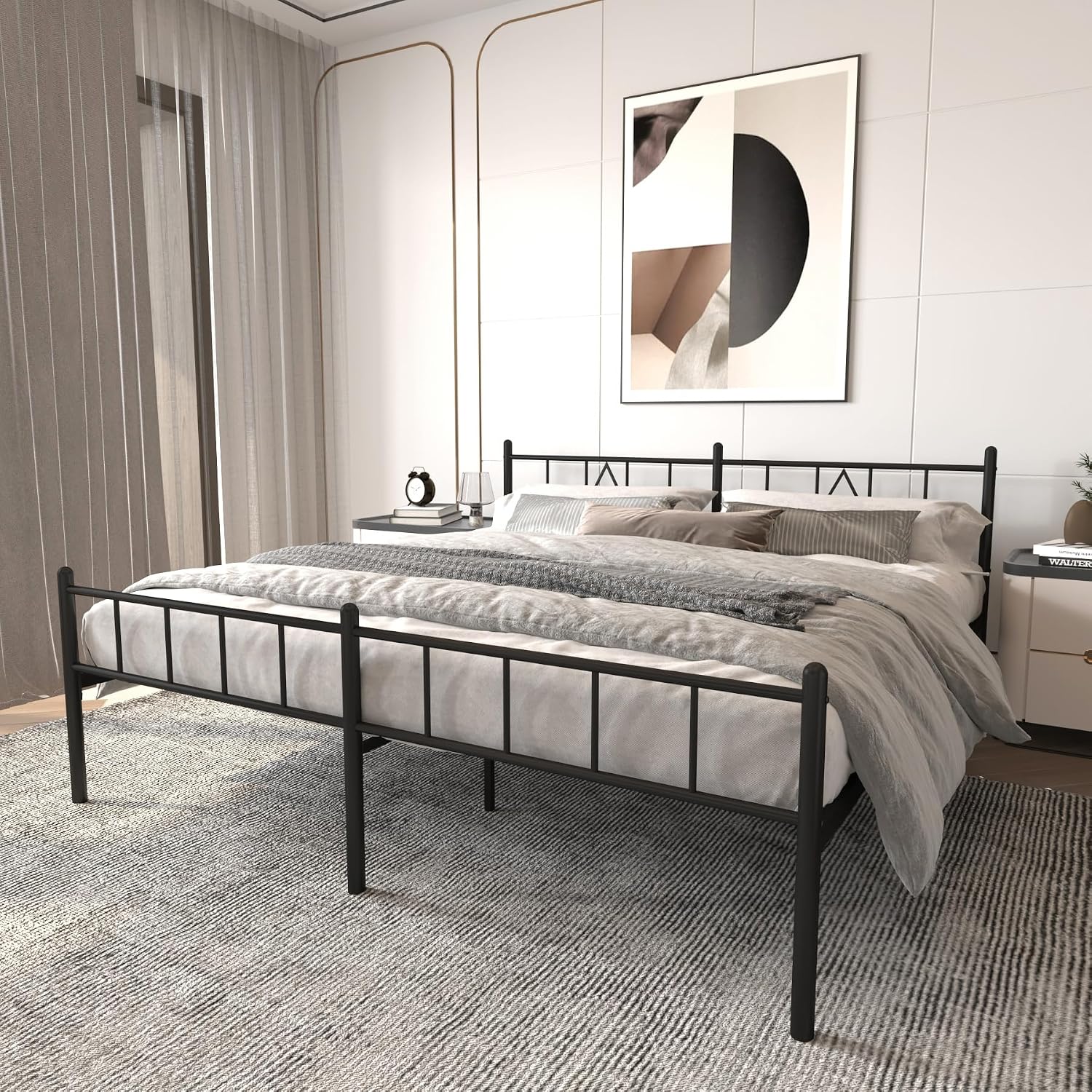 14 Inch Full Size Bed Frames with Headboard/Footboard，Metal Slats Support No Box Spring Needed Easy to Assemble/Under Bed Storage Space/Full Size Black
