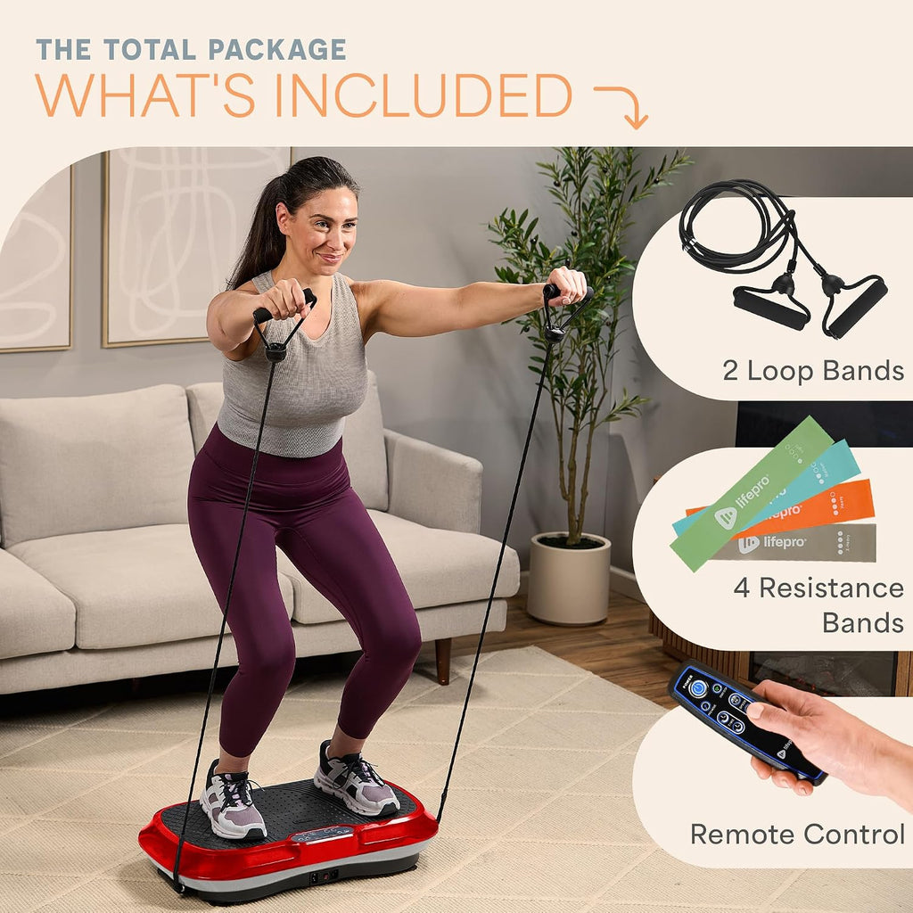 Lifepro Waver Vibration Plate Exercise Machine – High-Intensity Vibration Plate for Lymphatic Drainage – Full-Body Workout Vibrating Platform with Loop Bands – Fitness Equipment for Strength & Toning